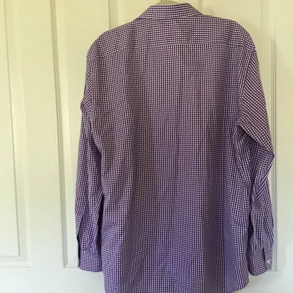 Robert Graham gingham checkered purple shirt 17.5 - Picture 8 of 9